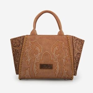 NEW WITH TAGS Wrangler Tan and Brown Embroidered Satchel